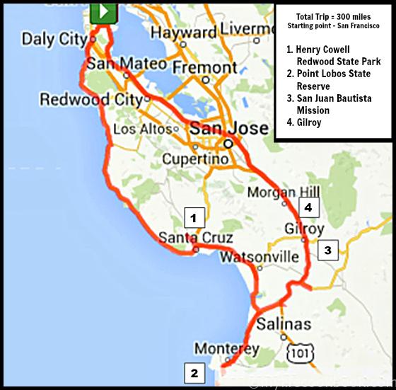Total Trip = 300 miles Starting point - San Francisco