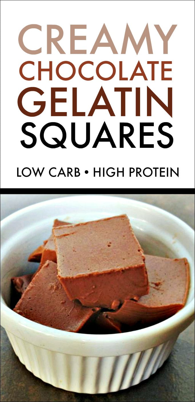 Creamy Low Carb Chocolate Gelatin Squares high in protein too! My