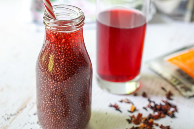 This low carb fruit chia tea is a healthy and tasty drink you can easily make at home instead of buying an expensive one at the store.  Using fruity herbal tea you can make any variety of flavors you wish!