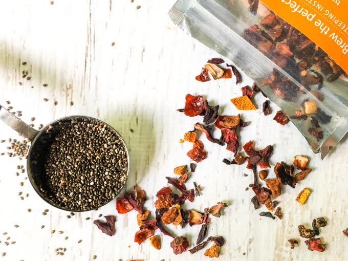 This low carb fruit chia tea is a healthy and tasty drink you can easily make at home instead of buying an expensive one at the store.  Using fruity herbal tea you can make any variety of flavors you wish!