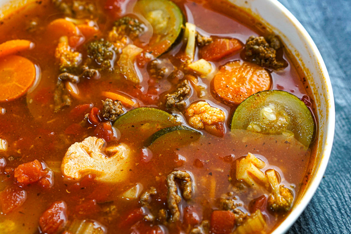 Closeup of a bowl of the finished recipe
