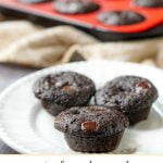mini sugar free chocolate muffins in red tin with text