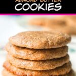 stack of keto almond cookies and text overlay