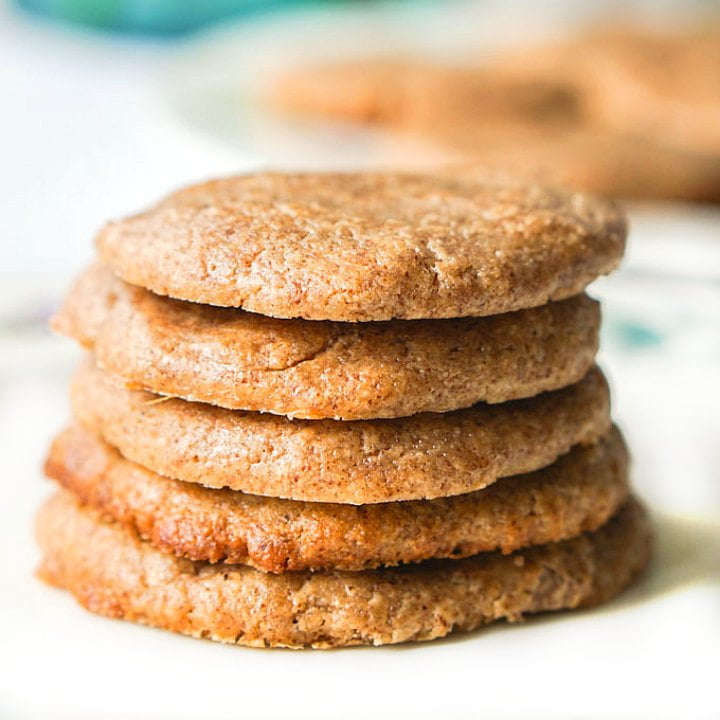 5 keto almond butter cookies stacked