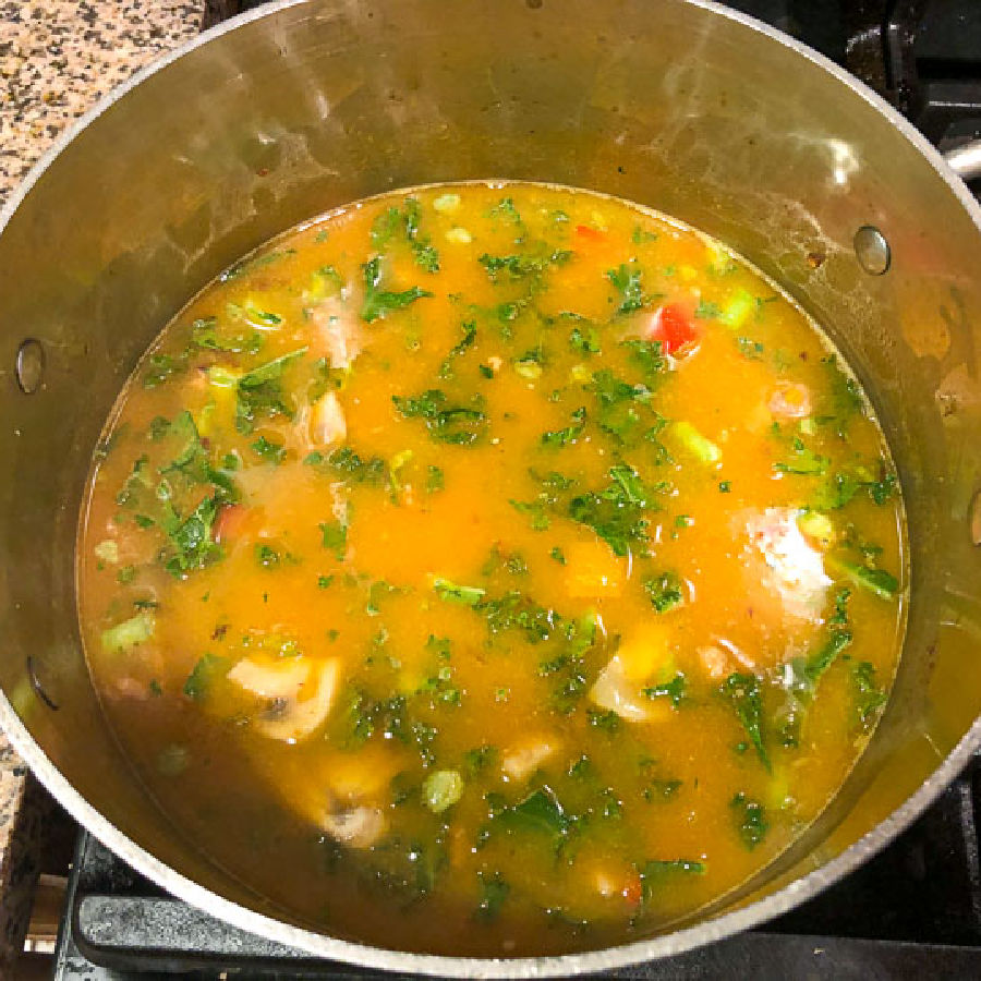 Closeup of the finished recipe in the pot.