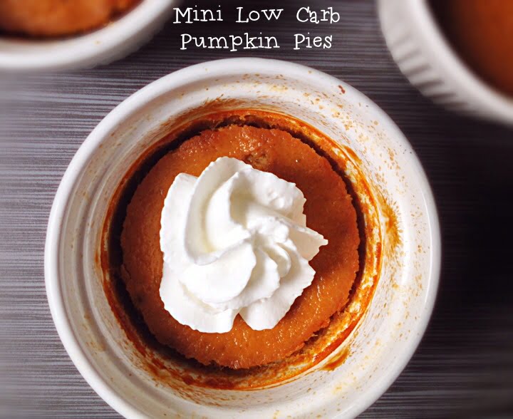 These mini low carb pumpkin pies are a delicious and easy treat. Each serving has only 4g net carbs so indulge in this Paleo pumpkin dessert.