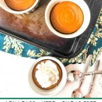 white ramekin with mini low carb pumpkin pies with text overlay