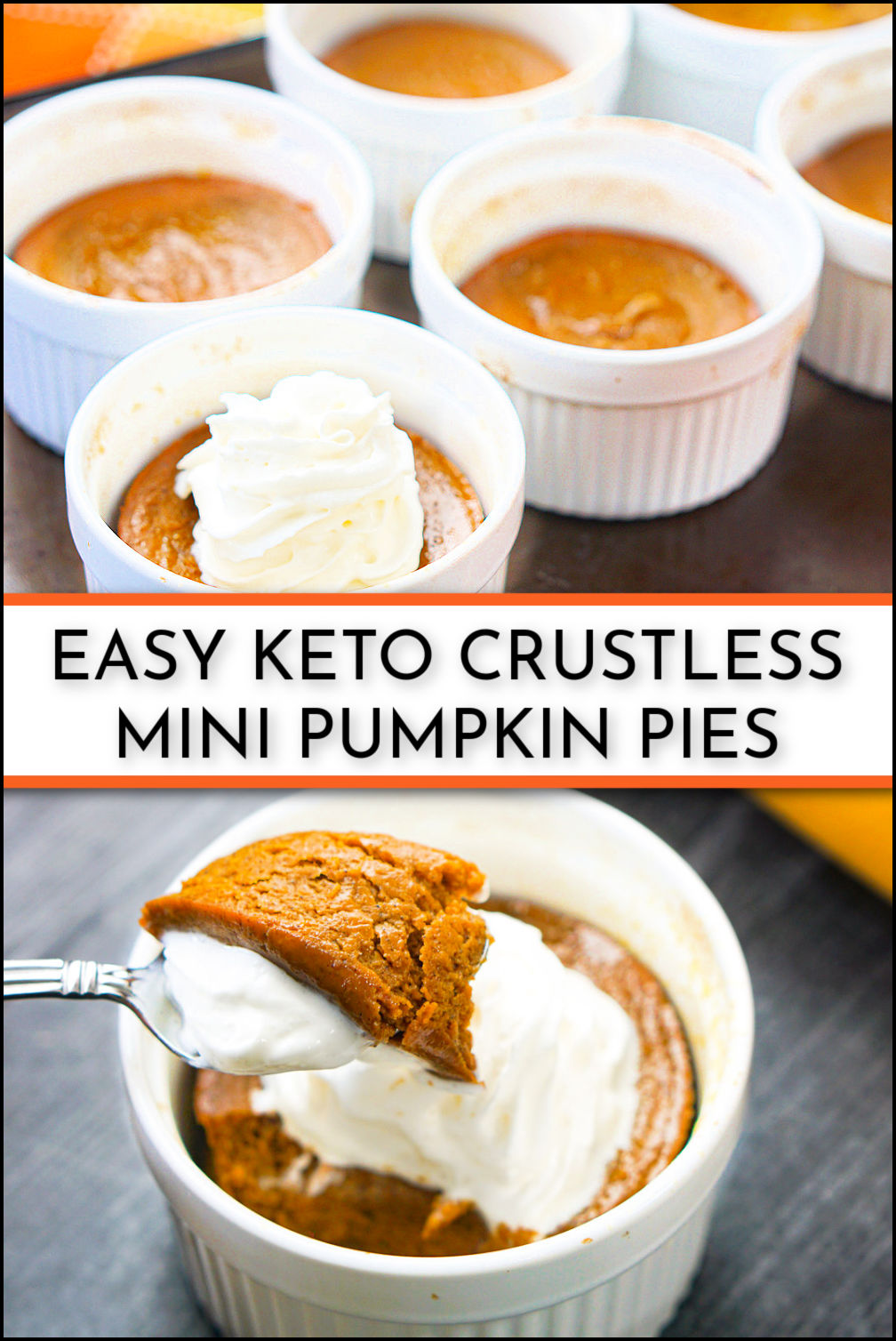 Mini Keto Crustless Pumpkin Pie Recipe | sugar free & gluten free