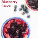 yogurt with sugar free blueberry topping and text overlay