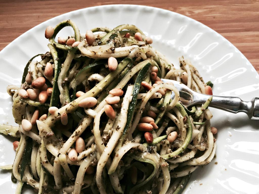 Pesto Zoodles with Pine Nuts