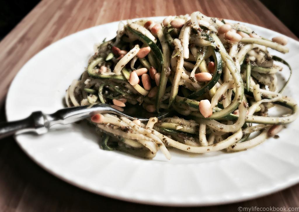 Pesto Zoodles with Pine Nuts