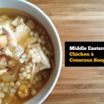 This Middle Eastern chicken & couscous soup is full of flavor using spices, couscous, chicken and caramelized onions. A hearty meal in a bowl.
