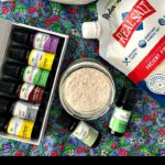 ingredients to make neti pot salts with essential oils, a neti pot, Real salt and text