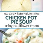easy low carb chicken pot pie with cauliflower cream and text