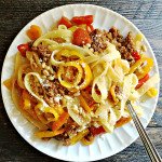 Sausage and Peppers Pasta. A quick and delicious dinner. Eat it with noodles or zucchini noodles!
