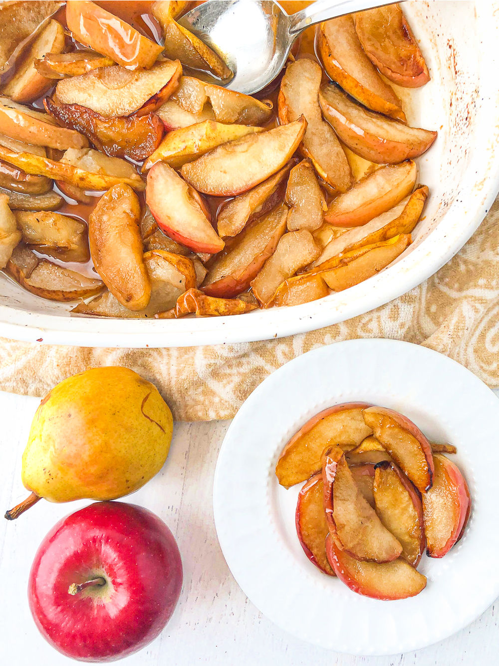 Baked Pears and Apples simple & healthy fall dessert with coconut sugar!
