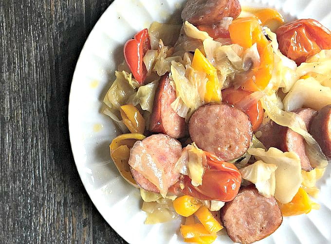 Kielbasa Casserole with Cabbage & Peppers quick & easy dinner!