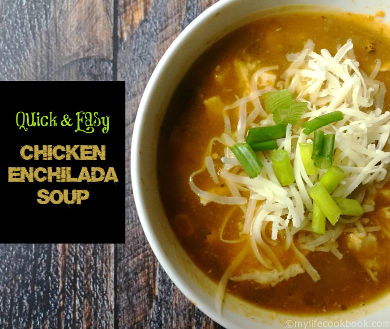 Quick and Easy Chicken Enchilada Soup that only takes minutes to make and it's packed with flavor.