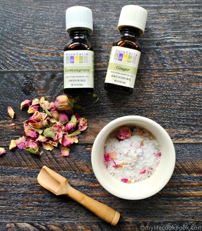 lemongrass ginger rose bath salts essential oils