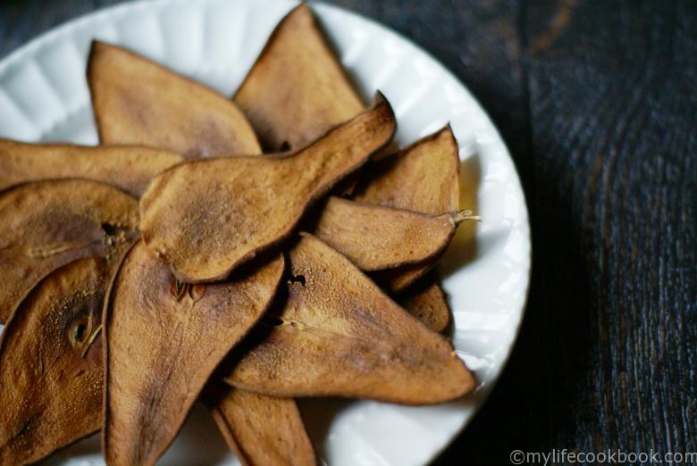 These pear chips are simple to make and very sweet with no added sugar. Just pears. Great healthy snack.