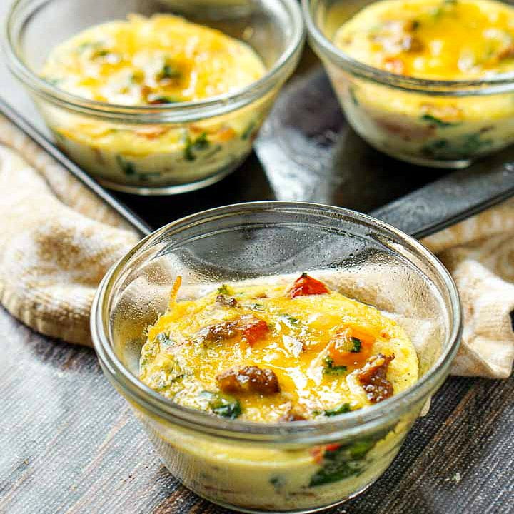 Make Ahead Omelet in a Jar or Cup with Sausage, Peppers & Spinach