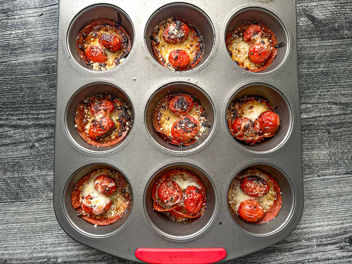 Muffin tin with the finished recipe right out of the oven.