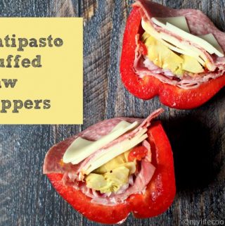 These antipasto stuffed raw peppers are the perfect low carb or Paleo lunch on the go.