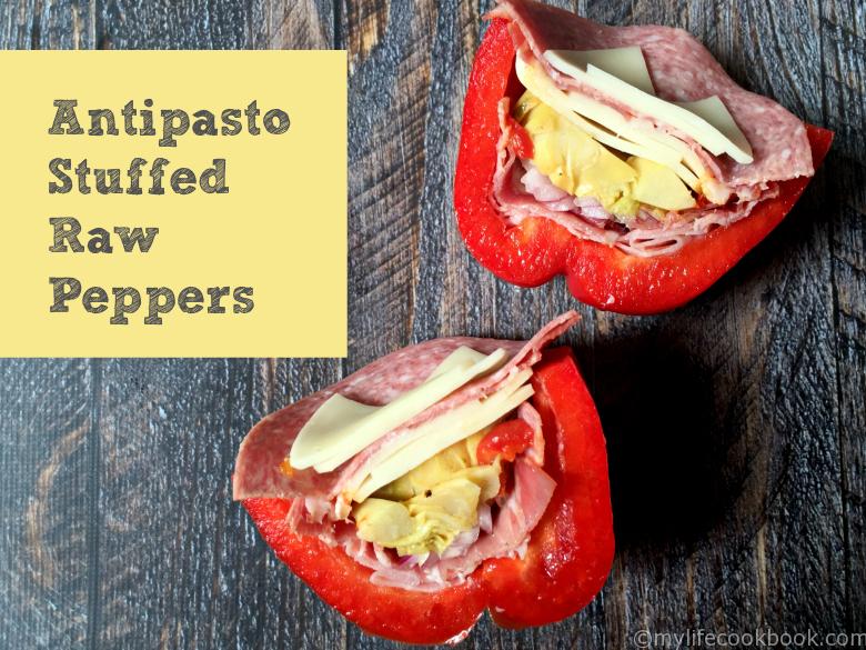 These antipasto stuffed raw peppers are the perfect low carb or Paleo lunch on the go. 