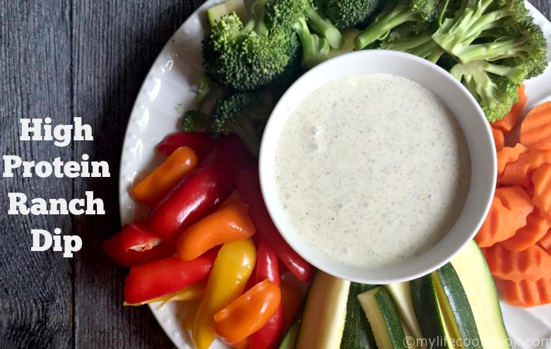 This high protein low carb ranch dip is perfect for getting your protein in while snacking.