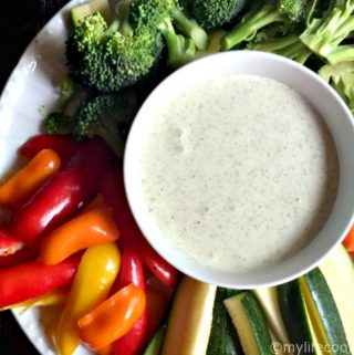 A high protein dip perfect for getting your protein in while snacking. It only uses 2 ingredients to make a tasty high protein veggie dip that is low in carbs too. For 2 tablespoons only 1.9g net carbs and 3.5g protein!