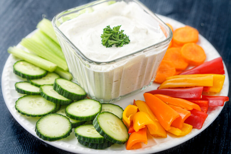 Easy Veggie Dip with Cottage Cheese low carb, high protein snack