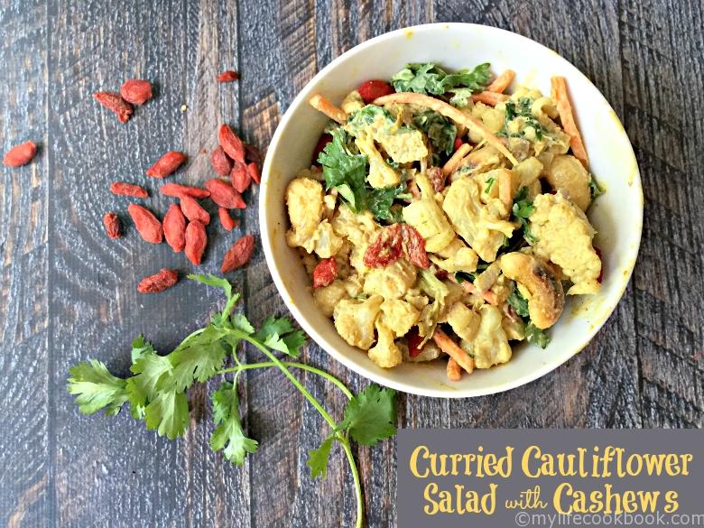 This curried cauliflower salad is packed with healthy ingredients and full of flavor for the perfect Paleo side dish. 