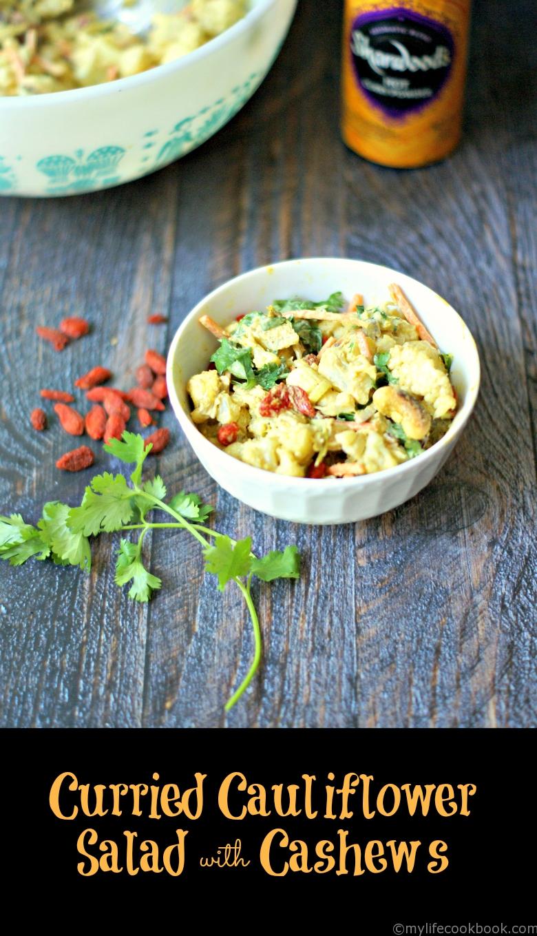 This curried cauliflower salad is packed with healthy ingredients and full of flavor for the perfect Paleo side dish. 