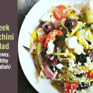 This Greek Zucchini Salad is the perfect substitute for a pasta salad when you are on a Paleo or gluten free diet. Delicious and nutritious!