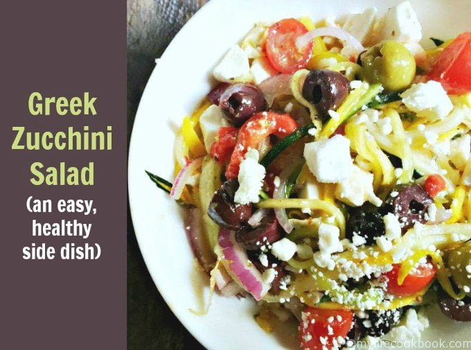 This Greek Zucchini Salad is the perfect substitute for a pasta salad when you are on a Paleo or gluten free diet. Delicious and nutritious!