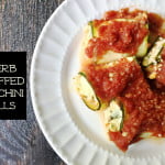 These Herb Stuffed Zucchini Rolls as a cross between raviolis and manicotti. Great vegetarian dinner that is low carb and Paleo too!