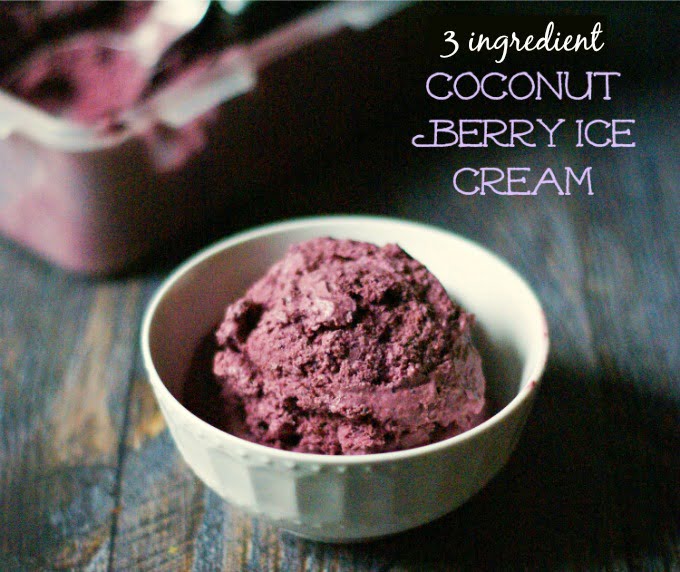 This coconut berry ice cream is so simple to make. It only uses 3 ingredients: coconut cream, berries and sweetener of your choice. 