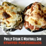 These Philly Steak and Meatball Sub stuffed portobellos are a great low carb meal that is hearty, delicious and super easy to make.