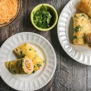 This herb turkey egg wrap is a delicious low carb breakfast. Making the wrap out of eggs and herbs and then filling with turkey and cheese. Only takes minutes too!
