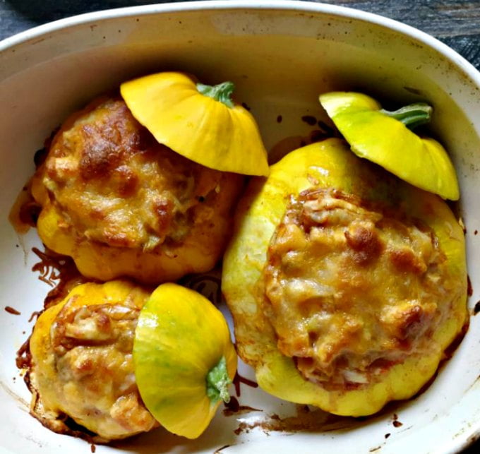 This Enchilada Stuffed Squash is a great  use of the squash from your garden. Fun dinner for the kids as you use the squash as a bowl! Another easy, healthy and tasty recipe!