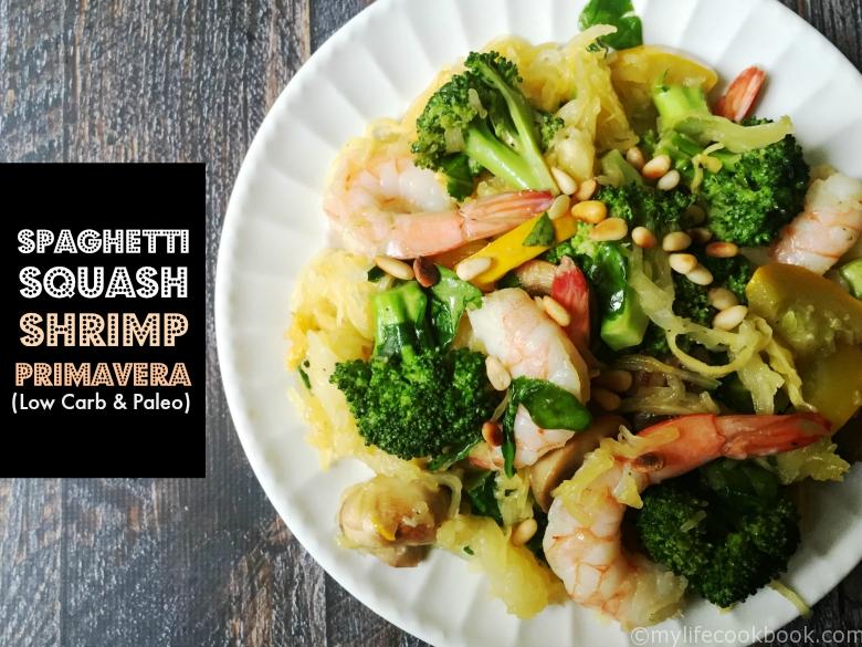 Using spaghetti squash instead of pasta makes this Shrimp Prima Vera recipes both low carb and delicious! A fabulous Paleo dinner.