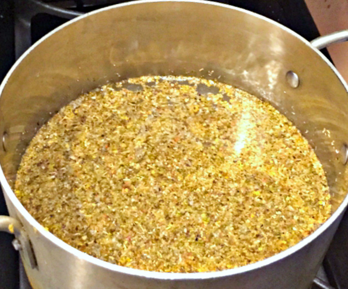 closeup of a pot of the brine