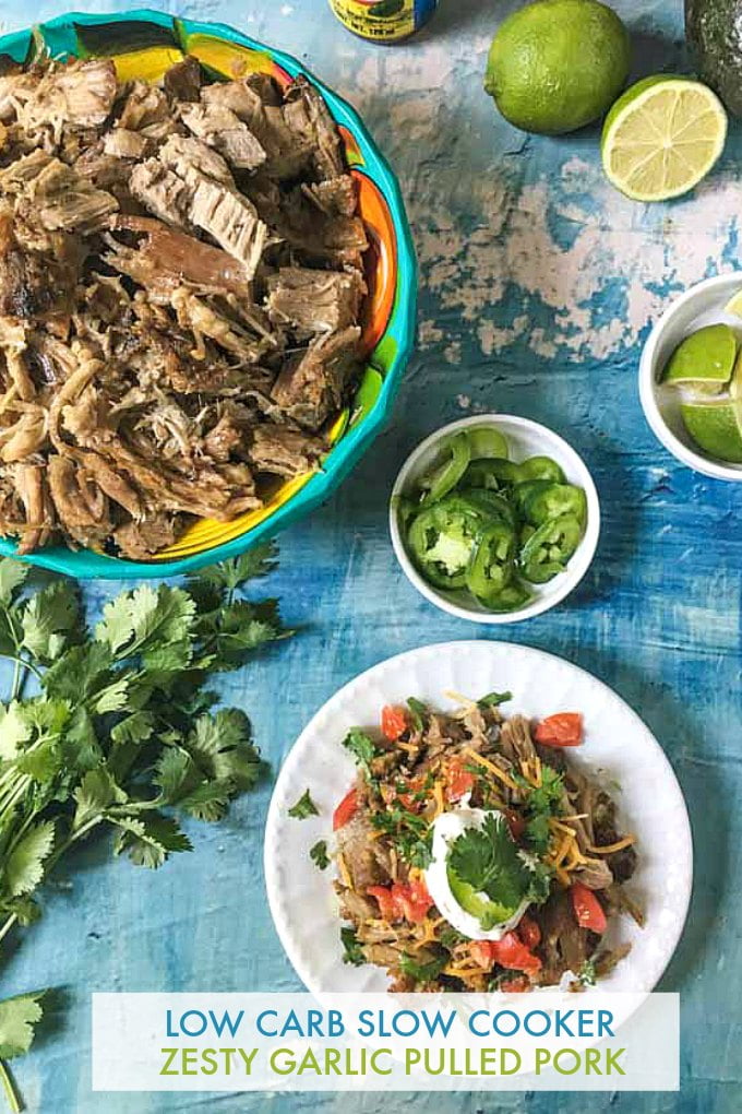 Slow Cooker Zesty Garlic Pulled Pork (low carb & Paleo)