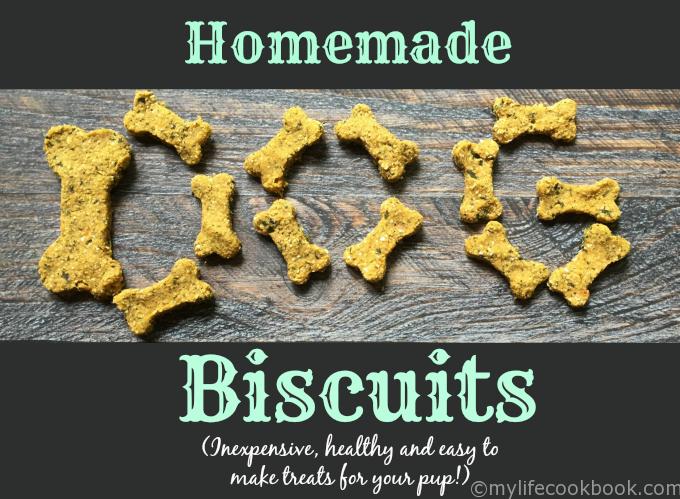 These easy to make dog biscuits are very inexpensive and healthy for your little pup.