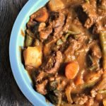 This Paleo slow cooker beef stew is easy to make and delicious. The secret ingredient is pumpkin. Come see how I make it!