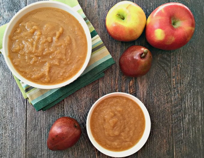 This slow cooker apple & pear sauce is easy peasy with a delicious combination of pears and apples which are so fresh this season. Sweet and wholesome and your whole family will love it!