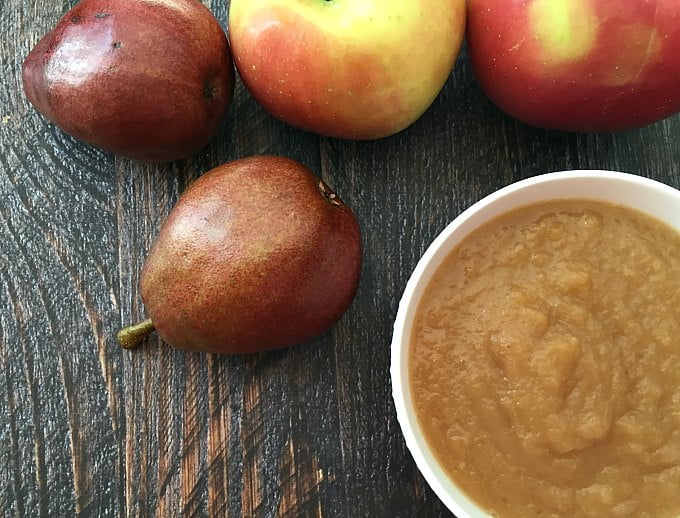 This slow cooker apple & pear sauce is easy peasy with a delicious combination of pears and apples which are so fresh this season. Sweet and wholesome and your whole family will love it!