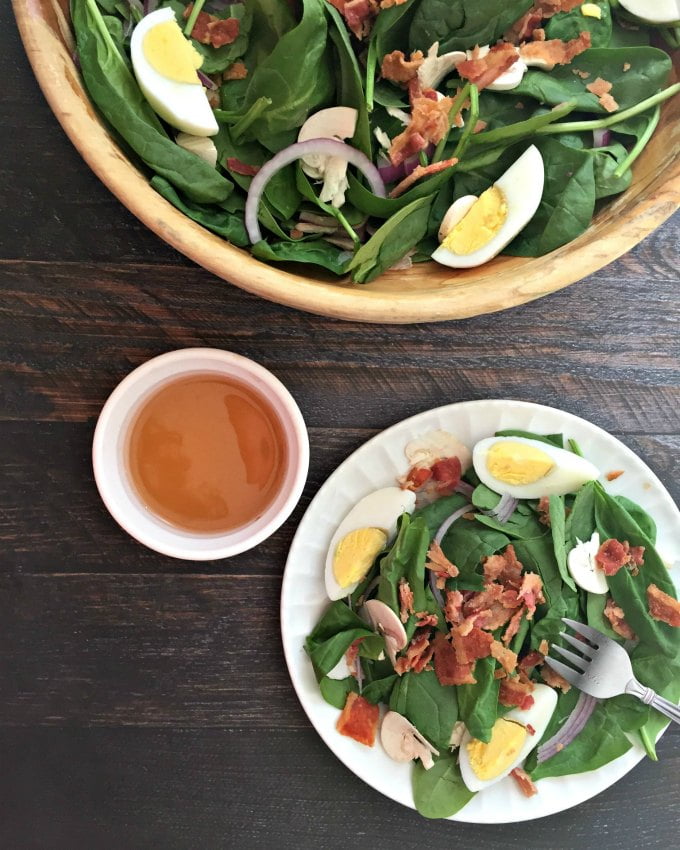 Spinach Salad with Hot Maple Bacon Dressing (low carb & Paleo)