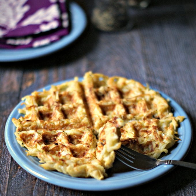 Tasty Paleo waffle hash browns made with celeriac. You won't miss the potatoes with this easy and delicious dish!