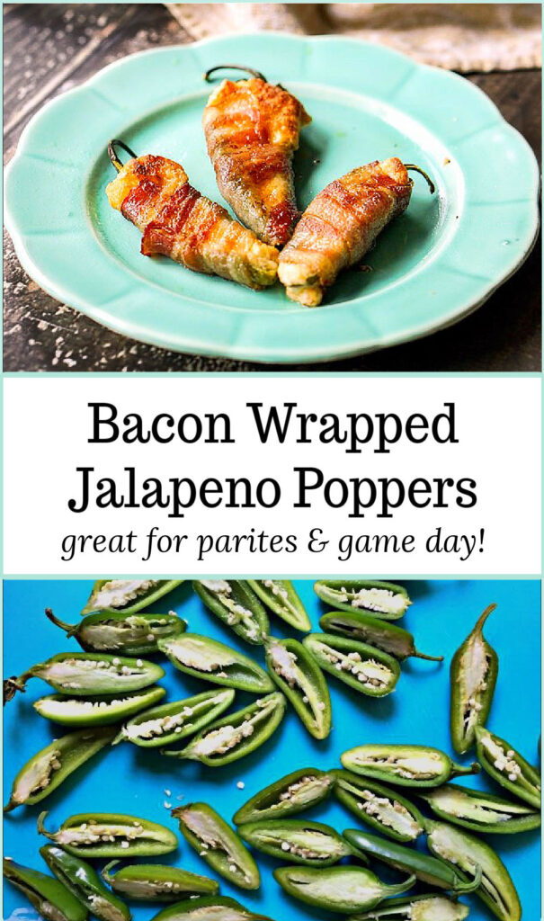 bacon wrapped stuffed jalapeno peppers with text
